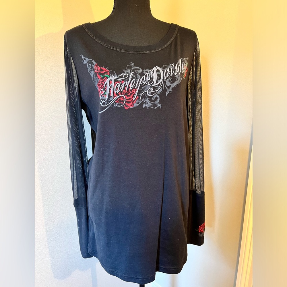 Harley Davidson Sheer Sleeve Top